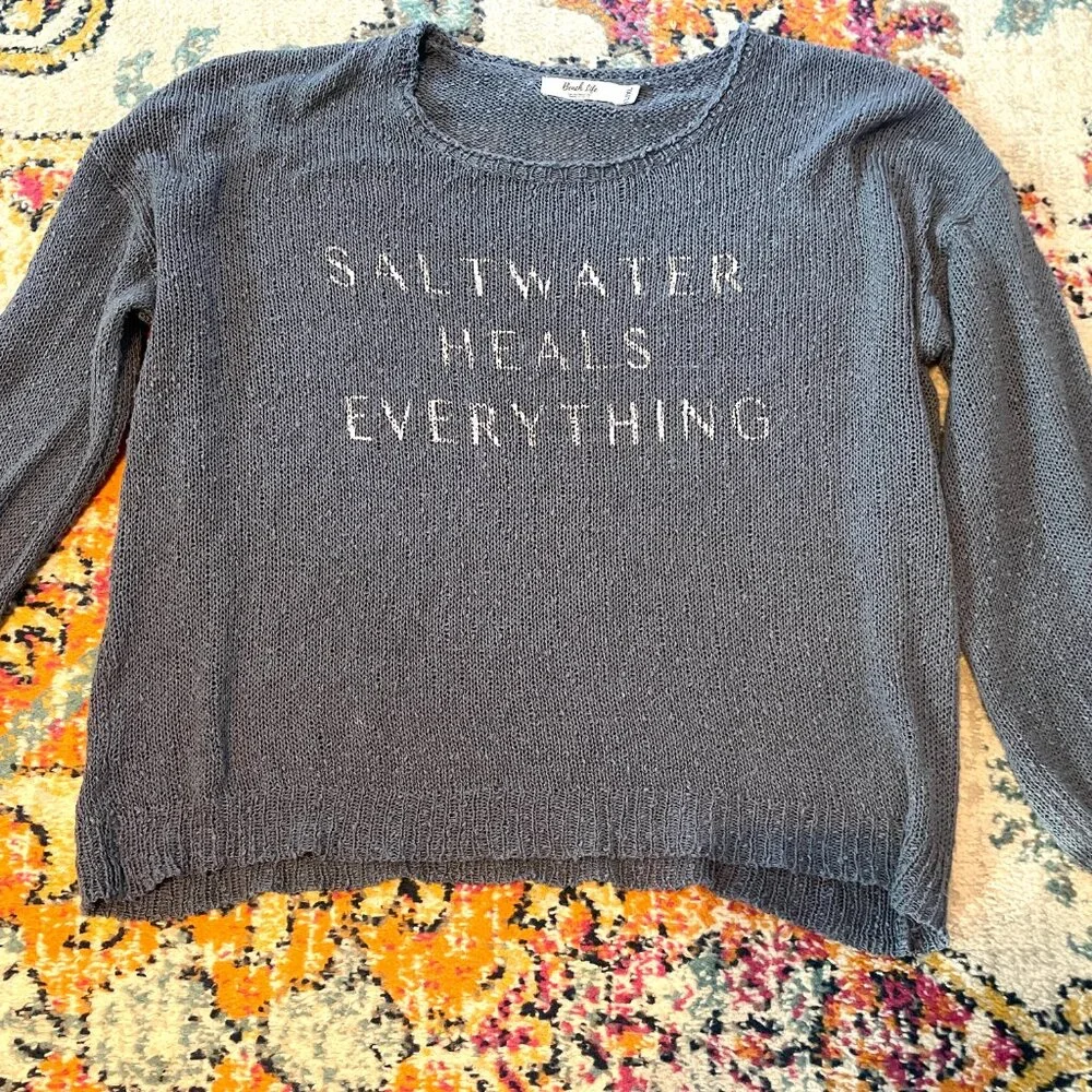 Saltwater Heals Everything Lightweight Sweater-L/XL - Picture 3 of 6